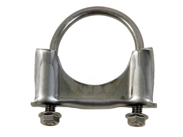 CLAMP, Exhaust Pipe / Muffler, Carbon, 2 Inch, guillotine style w/ open clamp ends (OE style on most applications), Repro
