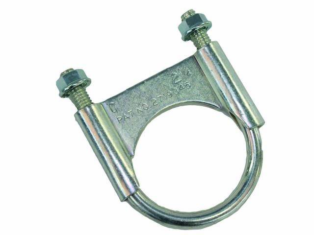 CLAMP, Exhaust Pipe, Carbon, 2 1/4 Inch, guillotine style w/ closed clamp ends (may be OE style on some applications), Repro