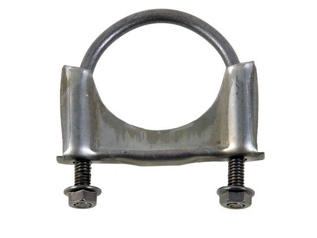 CLAMP, Exhaust Pipe / Muffler, Carbon, 2 1/4 Inch, guillotine style w/ open clamp ends (OE style on most applications), Repro