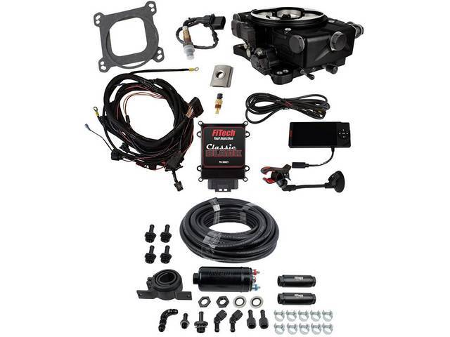 FiTech Go EFI Classic 650 hp, Self Tuning Fuel Injection Inline Master Kit, Black finish