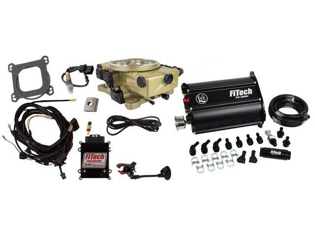 FiTech Go EFI Classic 650 hp, Self Tuning Fuel Injection Force Master Kit, Gold finish