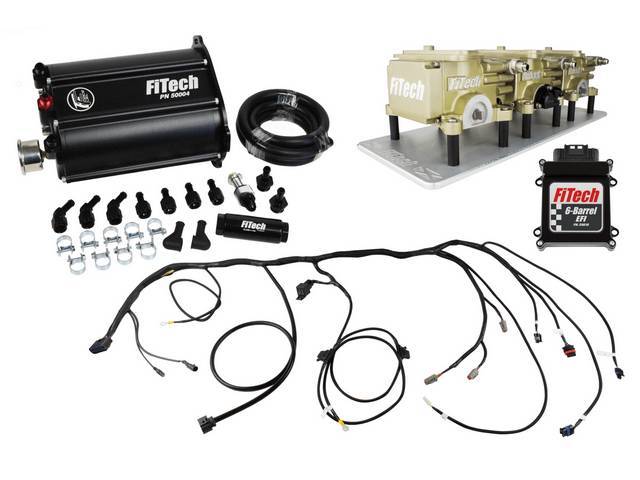 FiTech Go EFI Tri-Power up to 600hp, Self Tuning Fuel Injection Force Master Kit, (3) 500 CFM throttle bodies