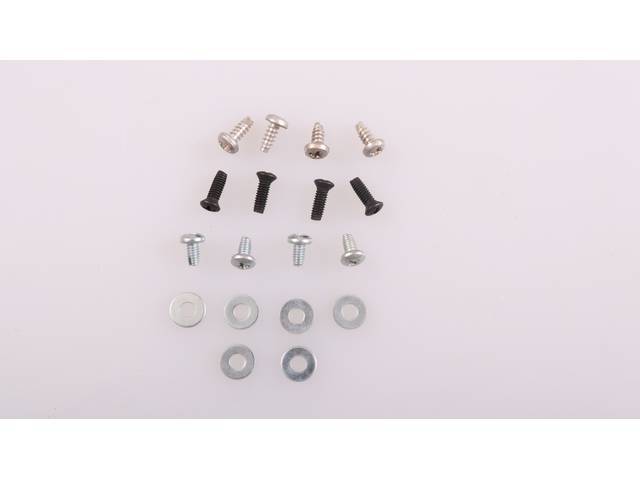 Shifter Plate, Lens and Seal Fastener Kit, A/T, w/ Console, 18-pc OE Correct AMK Products reproduction for (70-72)