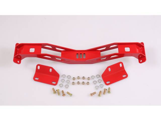 Transmission Crossmember, Red, T56, includes hardware, US-made reproduction