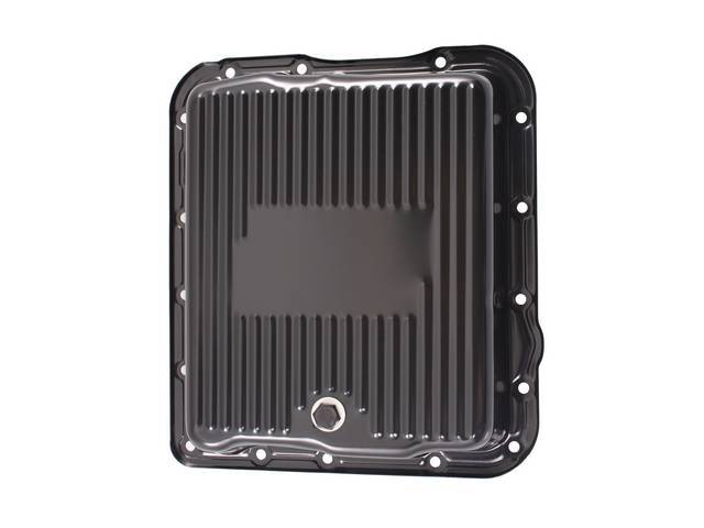 Transmission Oil Pan, TH700-R4 / 4L60 4-Speed A/T, black painted finish