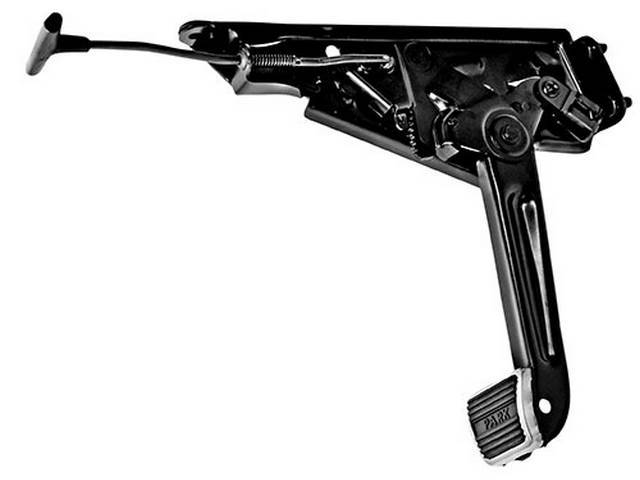 Parking Brake Assembly, Incl Pedal Pad, Bright Trim, Release Rod and Handle, reproduction
