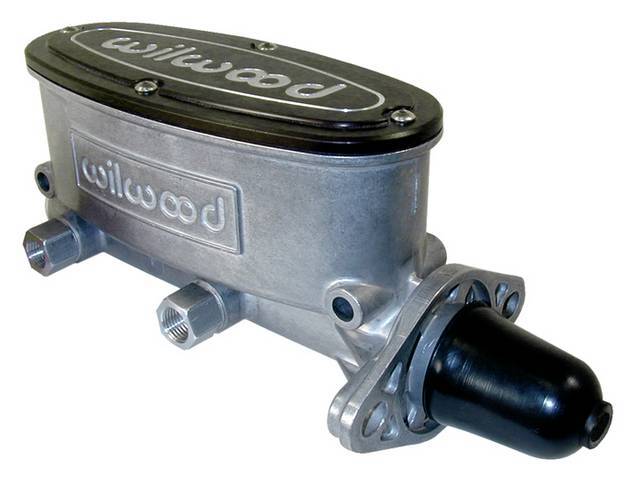 MASTER CYLINDER, Aluminum, Dual Bowl, 1 1/8 inch bore, plain cast finish w/ black lid, Wilwood  ** for use w/ disc / drum or disc / disc brakes **