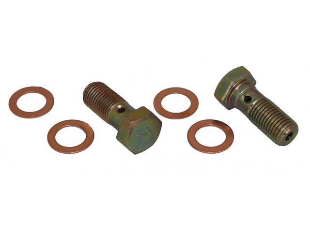Brake Hose To Caliper Fastener Kit, 6-pc kit includes drilled bolts and copper washers
