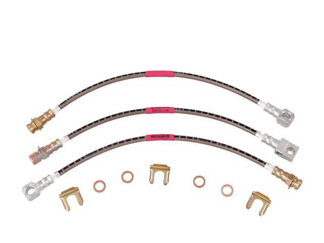 HOSE KIT, Braided Stainless Steel Hydraulic Brake, Kit Contains (2) Front Disc Hoses And (1) Rear Drum Hose
