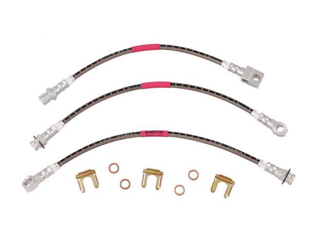 HOSE KIT, Braided Stainless Steel Hydraulic Brake, Kit Contains (2) Front Disc Hoses And (1) Rear Disc Hose