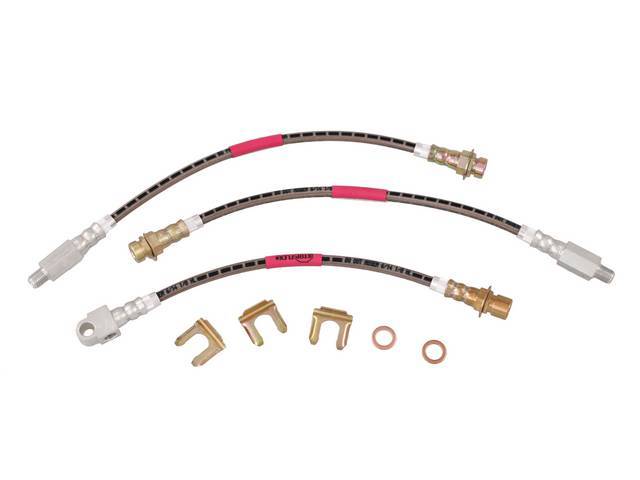 HOSE KIT, Braided Stainless Steel Hydraulic Brake, Kit Contains (2) Front Disc Hoses And (1) Rear Drum Hose