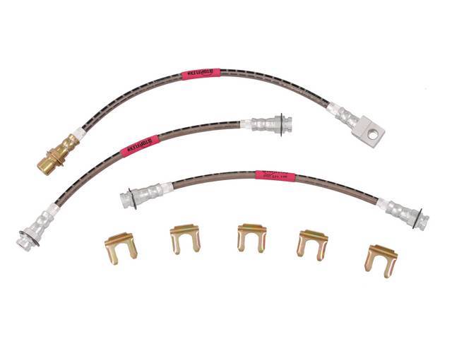 HOSE KIT, Braided Stainless Steel Hydraulic Brake, Kit Contains (2) Front Drum Hoses And (1) Rear Drum Hose