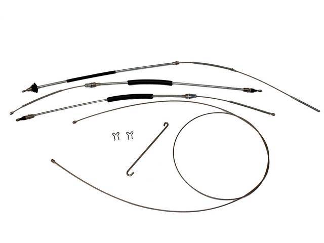 CABLE KIT, Parking Brake, incl front, intermediate, and rear cables, guide, and connectors, stainless steel cables (non-OE style), repro