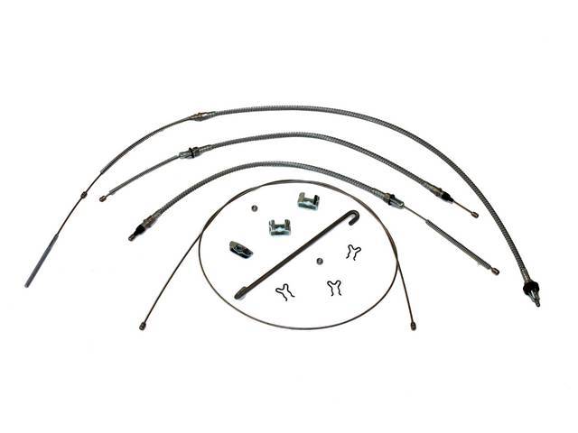 CABLE KIT, Parking Brake, incl front, intermediate, and rear cables, guides, equalizer, retainers and connectors, stainless cables (non-OE style), repro
