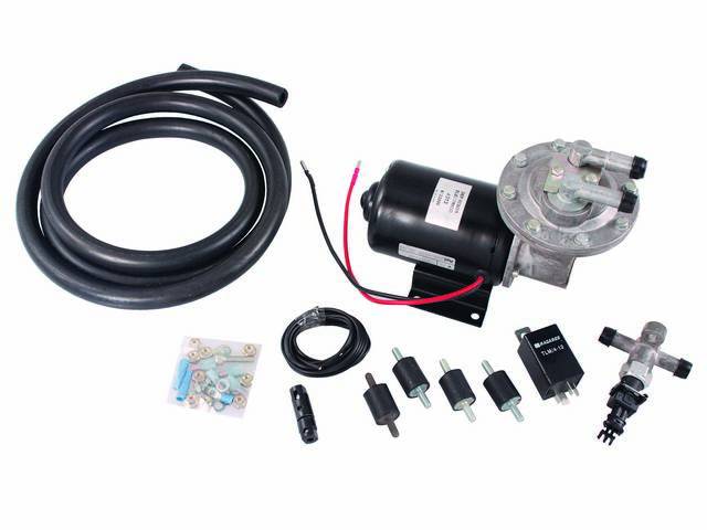 PUMP, Electric Vacuum, Power Brakes, provides extra vacuum when engine produces less than 16-18 inches of vacuum due to a bigger camshaft or other performance upgrades, incl pump, wiring, mounting insulators and hardware, relay and hose, The Right Stuff D
