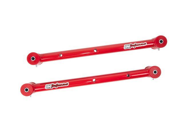 Lower Rear Axle Control Arm Set, Tubular, Red powder coated w/ Polyurethane bushings, UMI