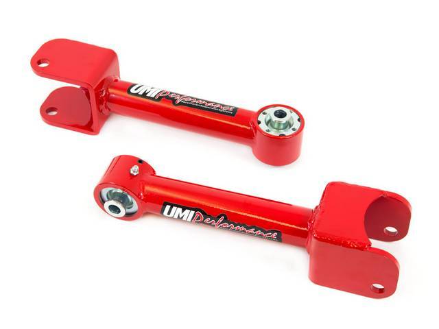 Upper Rear Axle Control Arm Set, Tubular, Red powder coated w/ Roto-Joint bushings, UMI