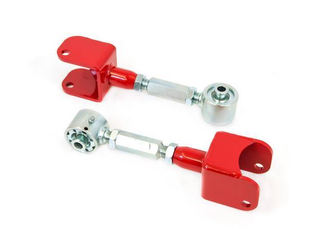 Upper Rear Axle Control Arm Set, Tubular, Adjustable, Red powder coated w/ Roto-Joint bushings, US Made, UMI