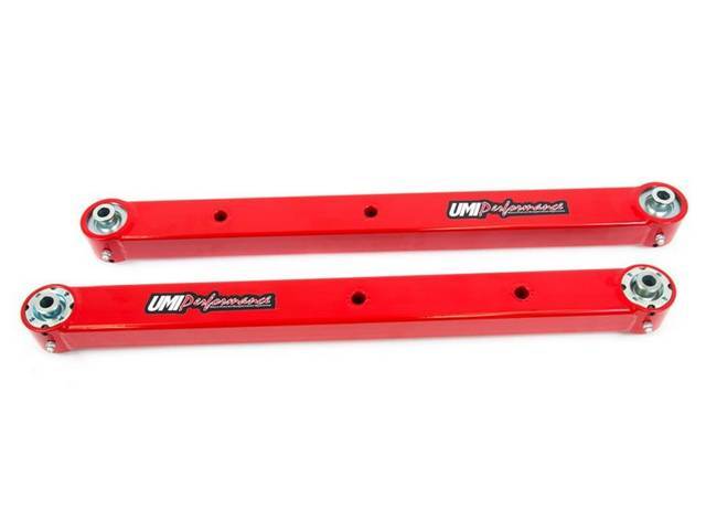 Lower Rear Axle Control Arm Set, Boxed, Red powder coated w/ Roto-Joint bushings, US Made, UMI