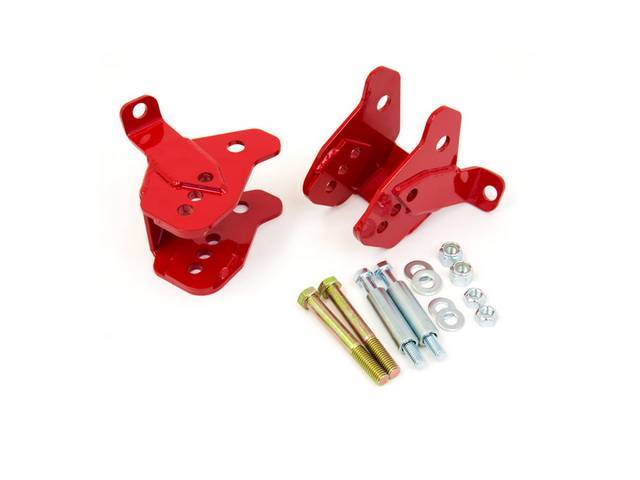 Rear Lower control Arms Relocation Bracket Kit, Bolt-in, Red Powdercoated, US Made