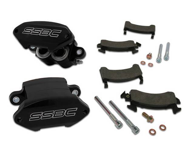 CALIPER KIT, Quick Change, ** Inventory Blowout! sold "as is" with no warranty expressed or implied **, Front, black powder coated finish 2 piston cast aluminum calipers (w/ stainless steel pistons), SSBC