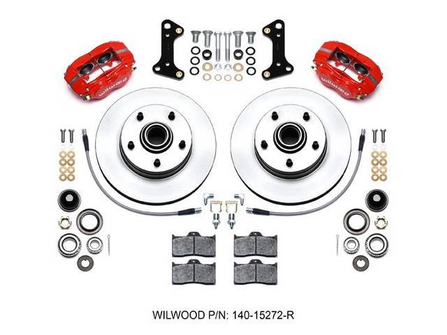 Wilwood Front Disc Brake Conversion Kit, Classic Dynalite Series, Red 4 piston calipers