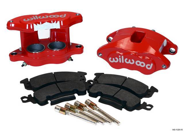 CALIPER KIT, Front Disc Upgrade, D52 by Wilwood, Red powder coated finish, 2 piston forged billet aluminum w/ stainless steel pistons and high temperature seals, incl hardened slide pins and BP-10 high friction pads, mounts in stock location over stock ro