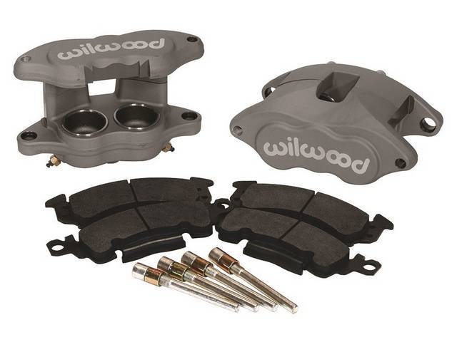 CALIPER KIT, Front Disc Upgrade, D52 by Wilwood, Grey anodized finish, 2 piston forged billet aluminum w/ stainless steel pistons and high temperature seals, incl hardened slide pins and BP-10 high friction pads, mounts in stock location over stock rotors