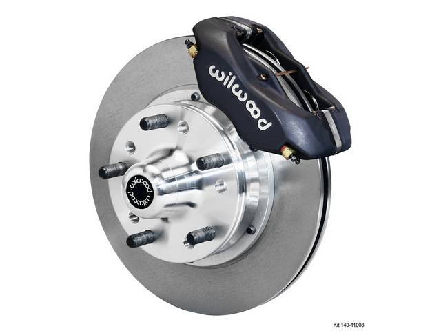 DISC CONVERSION KIT, Front Brake, Forged Dynalite Pro Series by Wilwood, kit incl Dynalite 4 piston calipers (Black powder coated finish), plain face 11 inch diameter rotors, forged aluminum hubs (accepts 1/2-20 inch studs on a 5 x 4.5 inch or 5 x 4.75 in