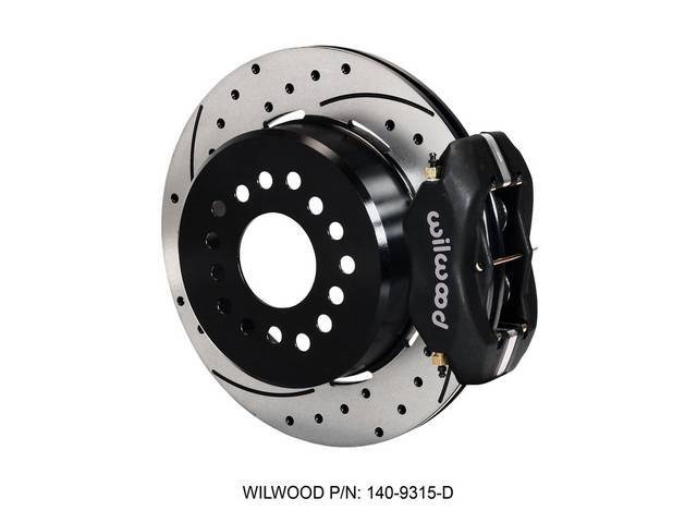 DISC CONVERSION KIT, Rear, Forged Dynalite Series by Wilwood, fits 2.75 and 2.81 axle offset, kit incl Dynalite 4 piston calipers (Black anodize finish), SRP drilled and slotted 12.19 inch O.D. iron rotors (5 x 4.75 inch bolt circle and drilled to slide o