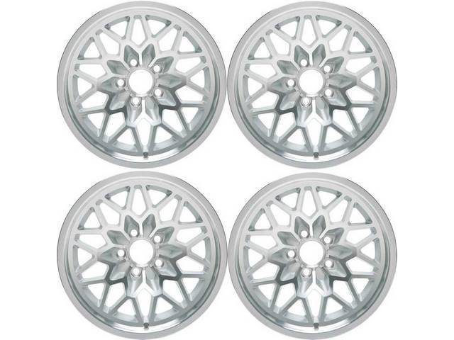 Snowflake Wheel Set, 17 X 9, Cast Aluminum w/ Silver Inserts, set of 4, reproduction for (78-81)