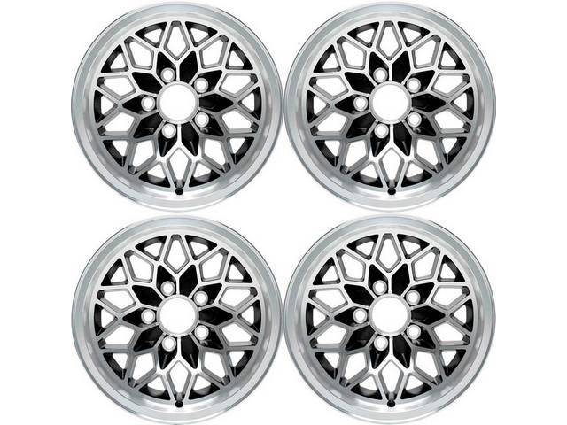 Snowflake Wheel Set, 17 X 9, Cast Aluminum w/ Black Inserts, set of 4, reproduction for (78-81)