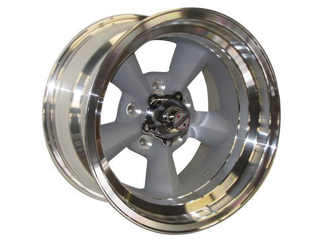 Wheel, Torq Thrust Original, Natural Outer Rim W/ Light Magnesium Center, 15 Inch O.D. X 8.5 Inch Width, 5 x 4 3/4 Inch Bolt Circle, 3 3/4 Inch Back Spacing