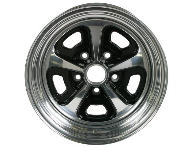 Wheel, Custom 500, 2-pc Alloy, painted center w/ polished lip, 15 Inch O.D. X 10 Inch Width, 5 x 4 3/4 Inch Bolt Circle, 3 3/4 Inch Back Spacing