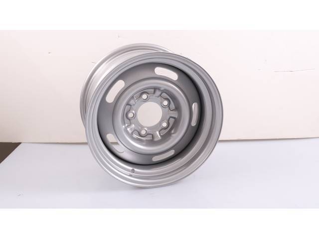 15" X 8" width Slotted Rally Wheel, 5" backspacing, silver finish