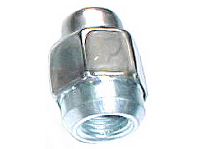 LUG NUT, Hex Capped Cone Seat, 7/16 Inch-20 thread, bright finish, OE-style repro  ** when using on original wheels, please check seat before tightening **