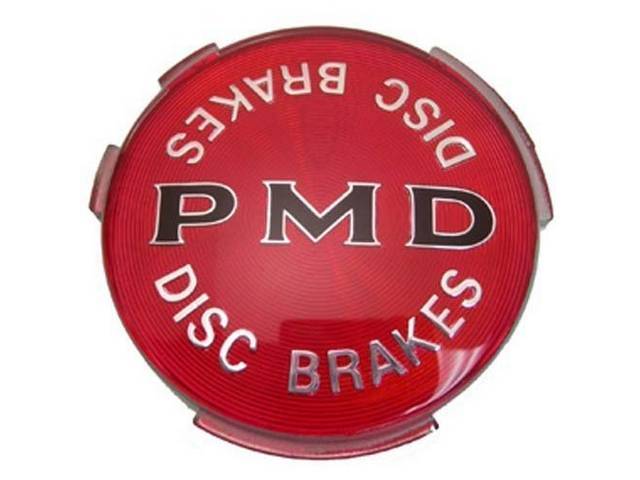 EMBLEM, Wheel Cover, *PMD DISC*, 2 7/16 Inch diameter W/ Red Background, US-made OE Correct Repro