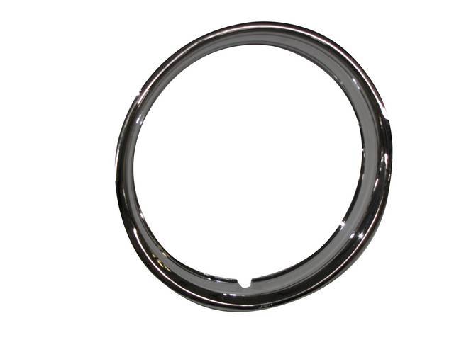 Wheel Trim Ring, 15 x 1 3/4 Inch, 360 degree clip attachment, Rounded Flange, half-oval valve stem hole