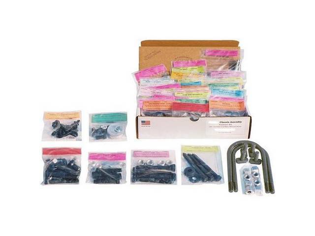 HARDWARE KIT, Master Chassis, correct fasteners to attach chassis components in a discounted kit versus purchasing individual smaller kits, (339) incl OE style fasteners w/ correct color and markings
