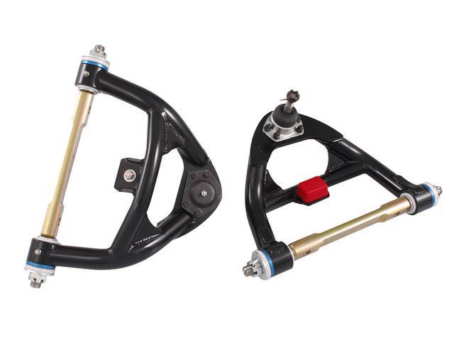 ARM SET, Steering Control, Tubular, Upper, Global West, Black Powder Coated Finish, Incl billet shafts, ball joints, del-a-lum bushings and urethane bump stops