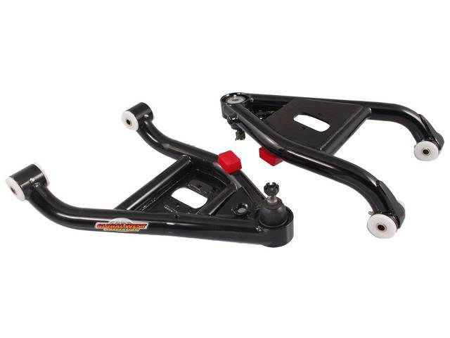 ARM SET, Steering Control, Tubular, Lower, Global West, Black Powder Coated Finish, Incl ball joints, steering stops, del-a-lum bushings and urethane bump stops