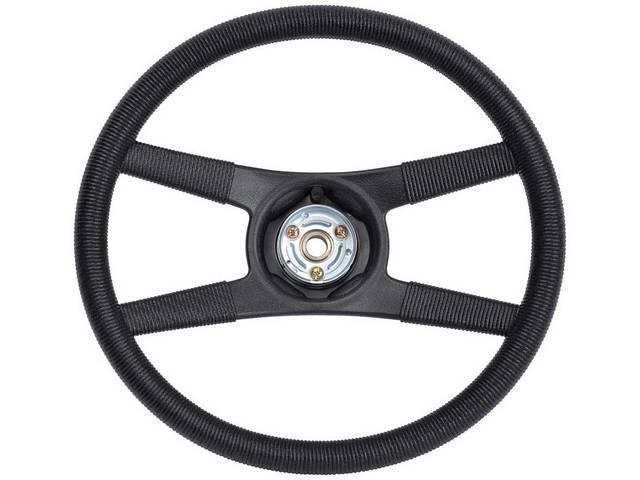 Sport 4-Spoke Steering Wheel, Black Rope-Wrapped, OER repro