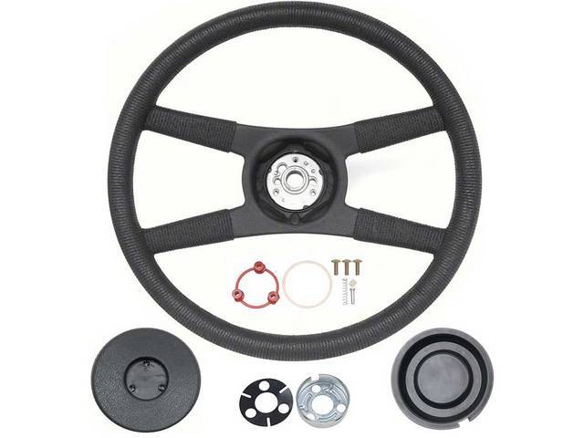 Sport 4-Spoke Steering Wheel Kit, Black Rope-Wrapped, OER repro