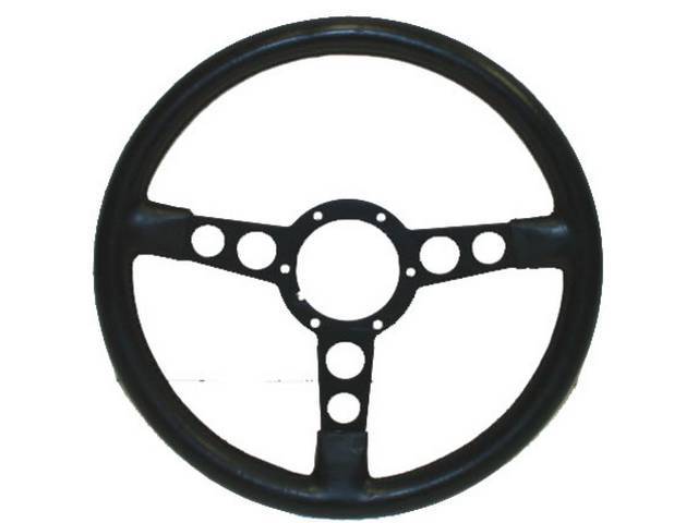 Steering Wheel, Formula 3 Spoke, Black cushion rim w/ black spokes, 4 inch circumference rim, reproduction