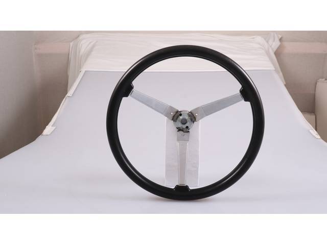 Custom Sport Foam Grip Steering Wheel, Black with silver spokes, reproduction for (71-72)