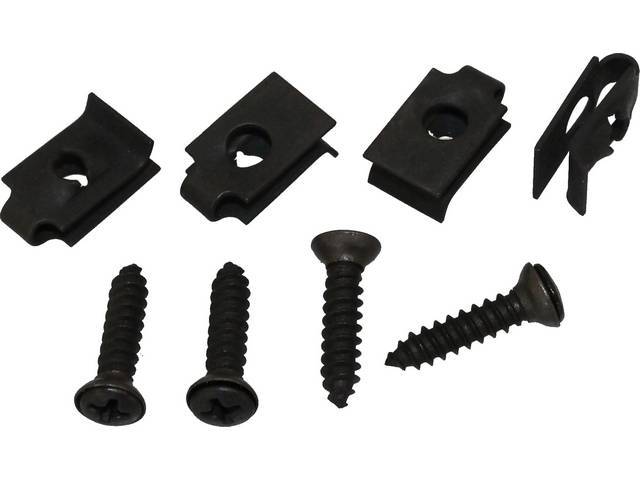 FASTENER KIT, STEERING COLUMN COVER, DASH, (8), PH OVAL HEAD AB-TYPE SHEET METAL SCREW W/ POINTED END FLUSH SEMS-SCREW AND WASHER ASSY, SPRING NUTS