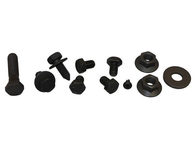 Steering Column to Dash, Inc Bracket Cover Screw Fastener Kit, 11-piece, OE Correct AMK Products 