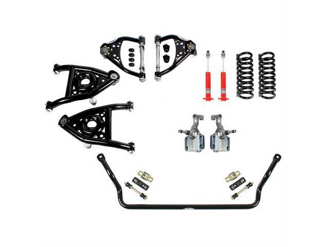 SPEED KIT, Front Suspension, Level 1, Detroit Speed, ease of bolt-on components, improved handling and pro-touring stance, incl DSE tubular upper and lower control arms, DSE forged 2 inch dropped spindle, DSE tubular front sway / anti-roll bar, Koni Class