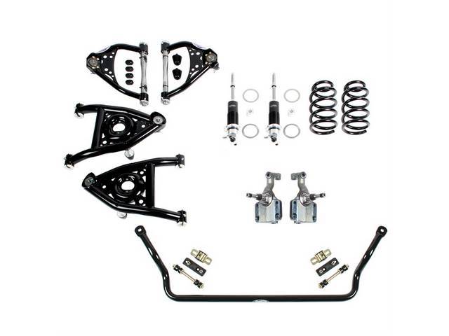 SPEED KIT, Front Suspension, Level 2 w/ base shocks, Detroit Speed, ease of bolt-on components, improved handling and pro-touring stance, incl DSE tubular upper and lower control arms, DSE forged 2 inch dropped spindle, DSE tubular front sway / anti-roll 