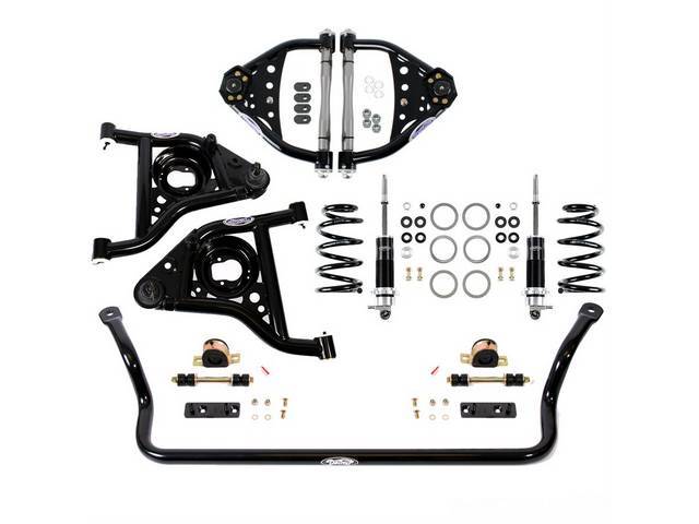 SPEED KIT, Front Suspension, Level 2 w/ base shocks, Detroit Speed, improved handling and pro-touring stance, incl DSE tubular upper and lower control arms, DSE tubular front sway / anti-roll bar, DSE / JRI aluminum body coil-over front shocks w/ *Detroit
